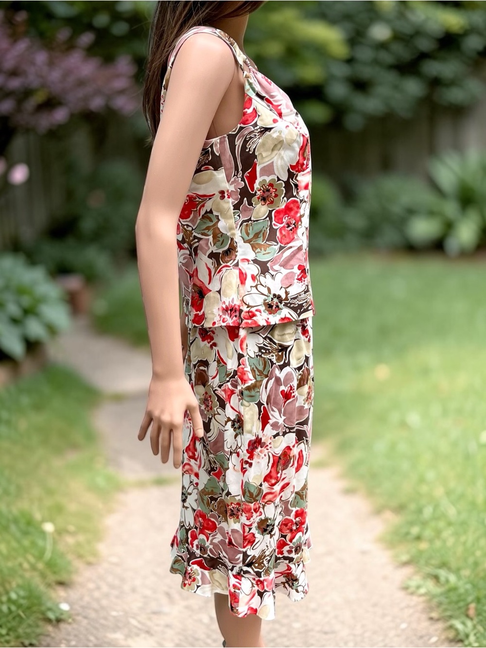 Vintage Y2K Miss Dorby Floral Skirt Set Peplum Top Cottagecore Size 8 - Picture 4 of 10